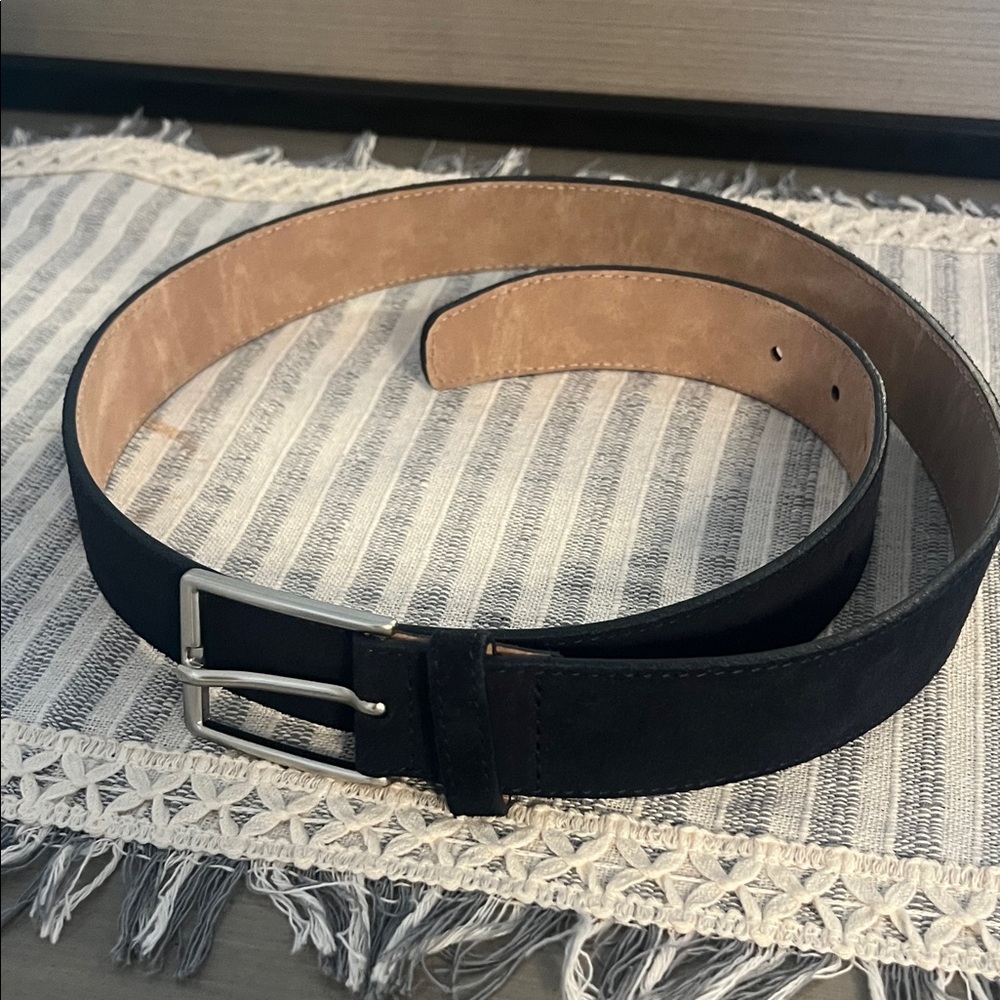 Men's navy blue suede Belt